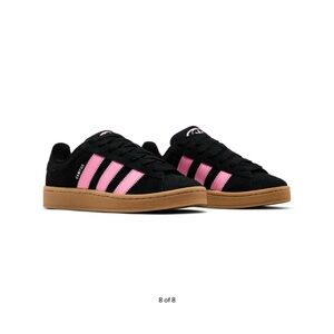Adidas Kids Sneakers in Black and Pink with Brown Sole